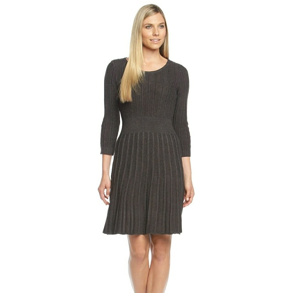 New! CALVIN KLEIN Ribbed Fit-n-Flare Sweater Dress - Picture 6 of 7